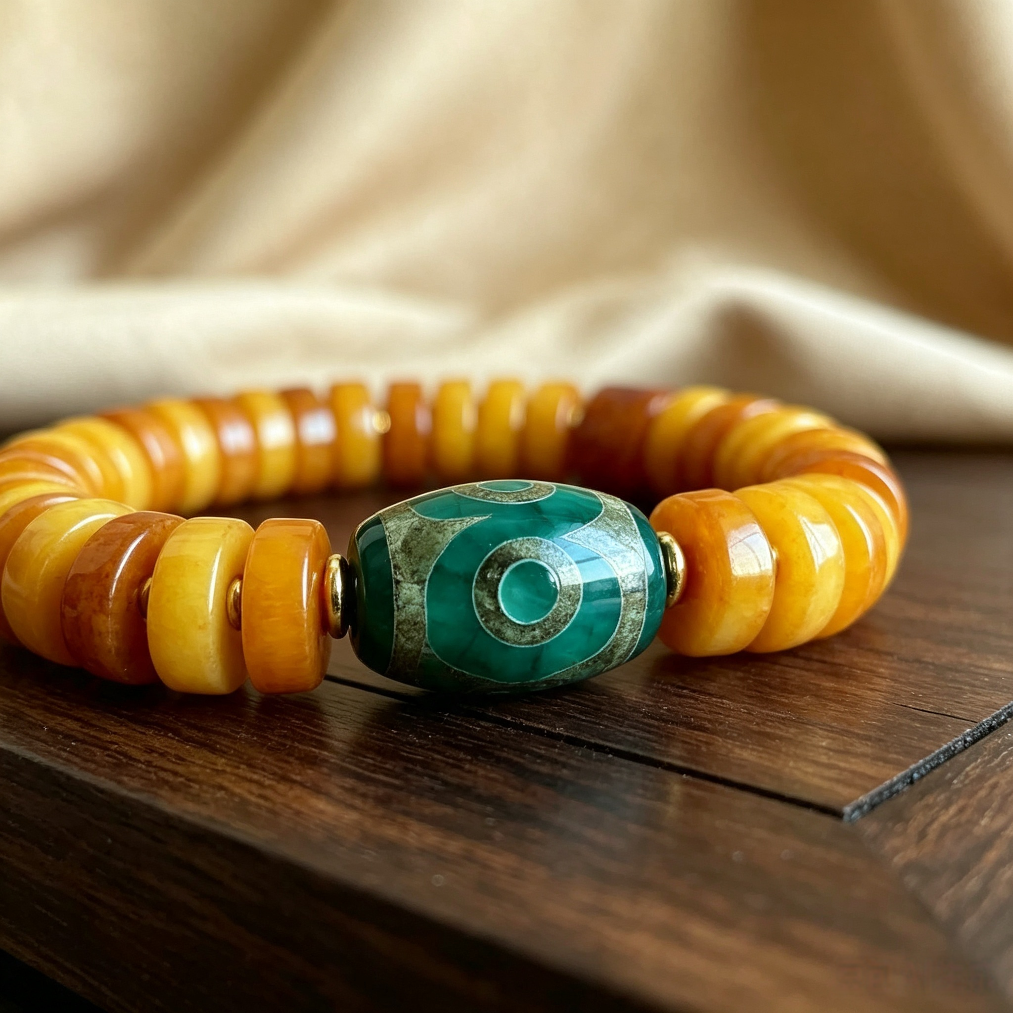 Vintage Tibetan Ox‑Bone Bracelet with Dzi Bead & Antique Agate, Handcrafted Ethnic Tribal Jewelry