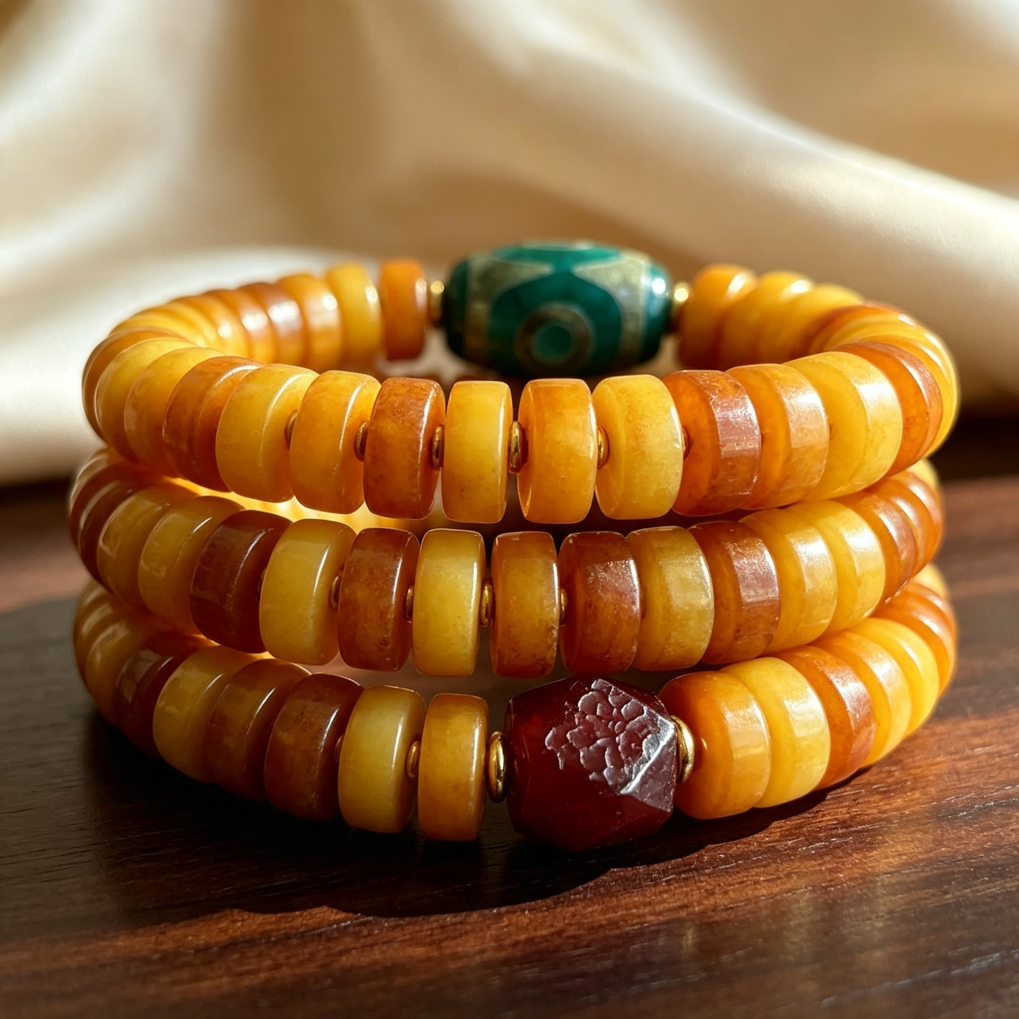 Vintage Tibetan Ox‑Bone Bracelet with Dzi Bead & Antique Agate, Handcrafted Ethnic Tribal Jewelry