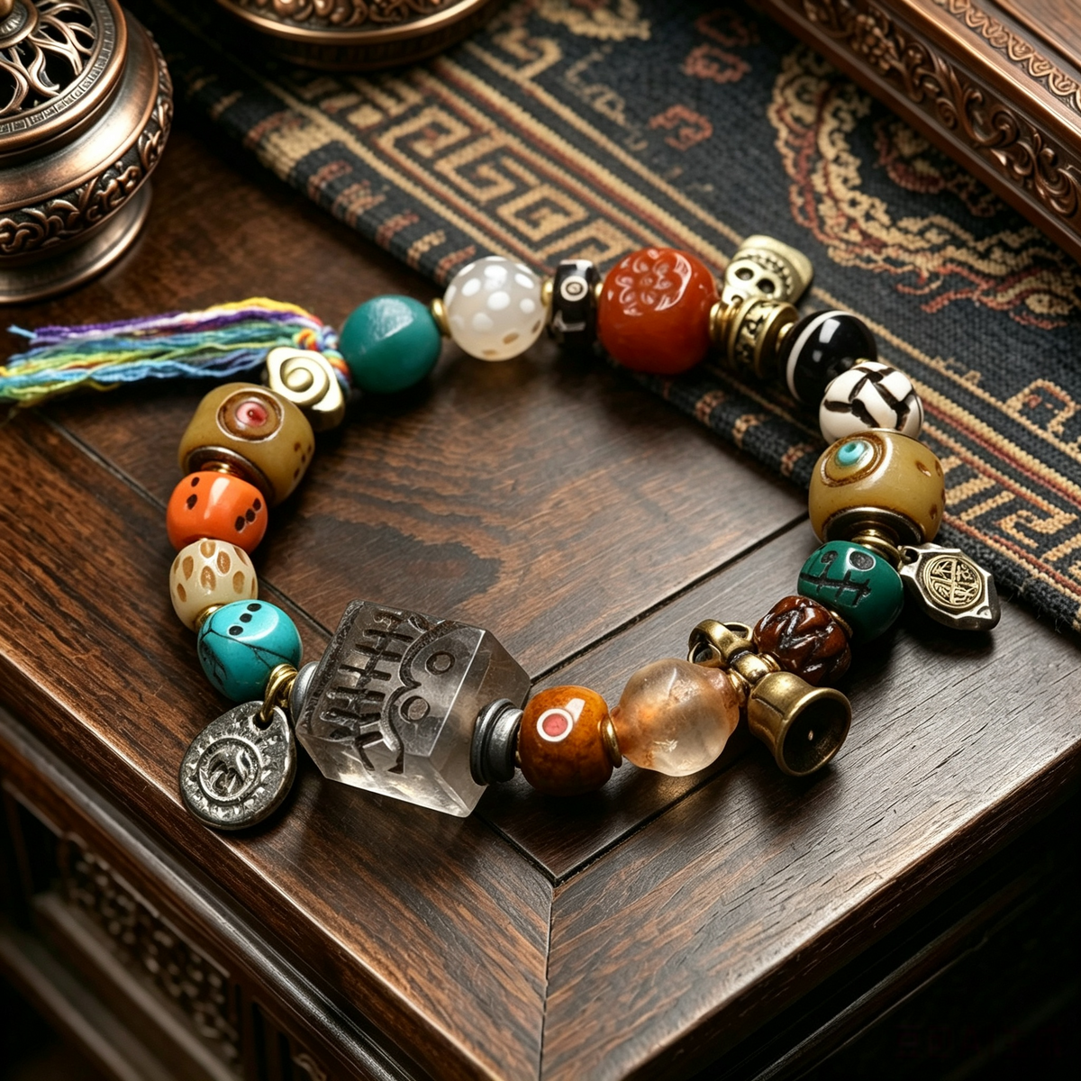 Vintage Himalayan Handmade Mixed Bead Bracelet for Meditation & Daily Wear