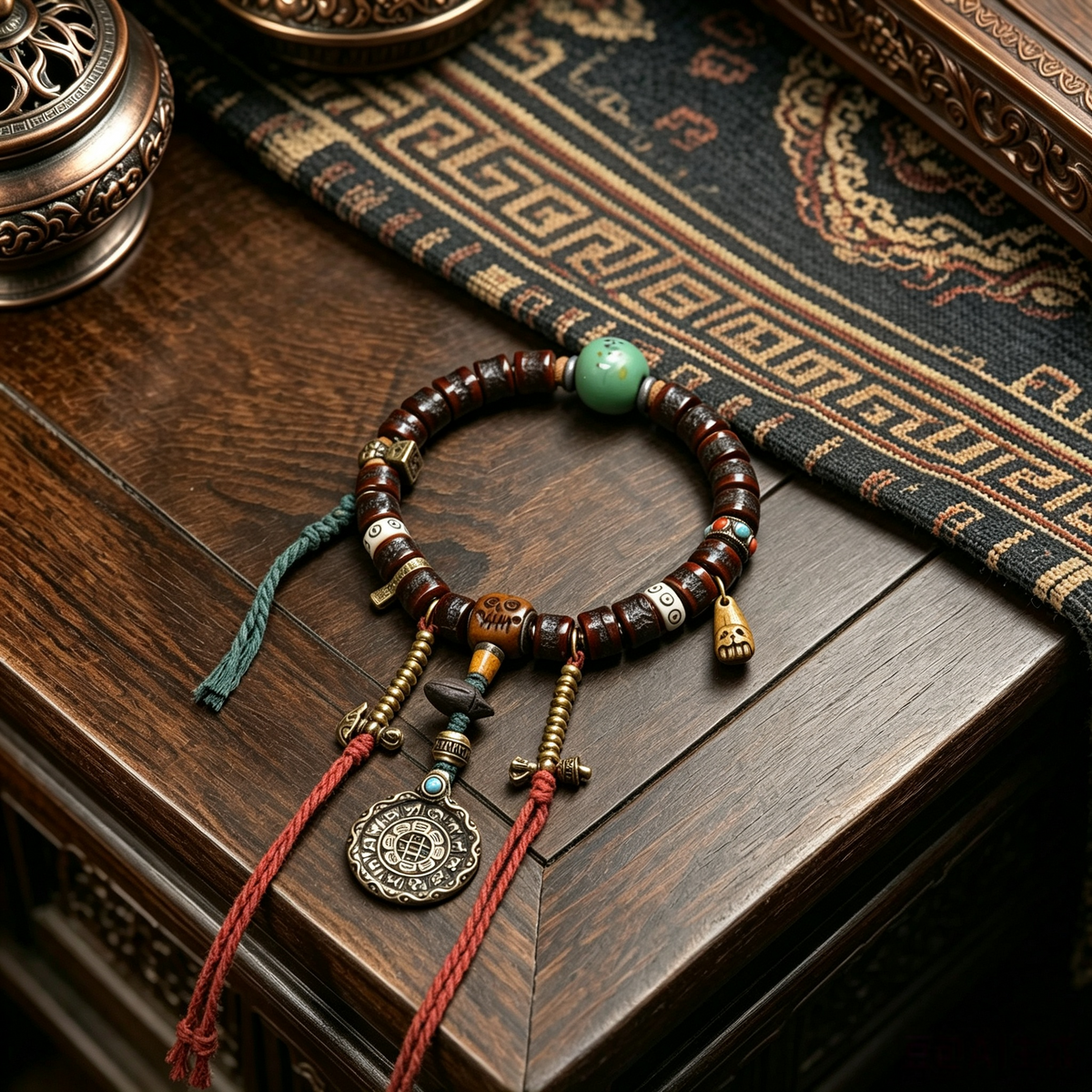 Vintage Himalayan Mixed Bead Bracelet, Handcrafted Spiritual Wrist Jewelry for Meditation