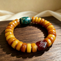 Vintage Tibetan Ox‑Bone Bracelet with Dzi Bead & Antique Agate, Handcrafted Ethnic Tribal Jewelry
