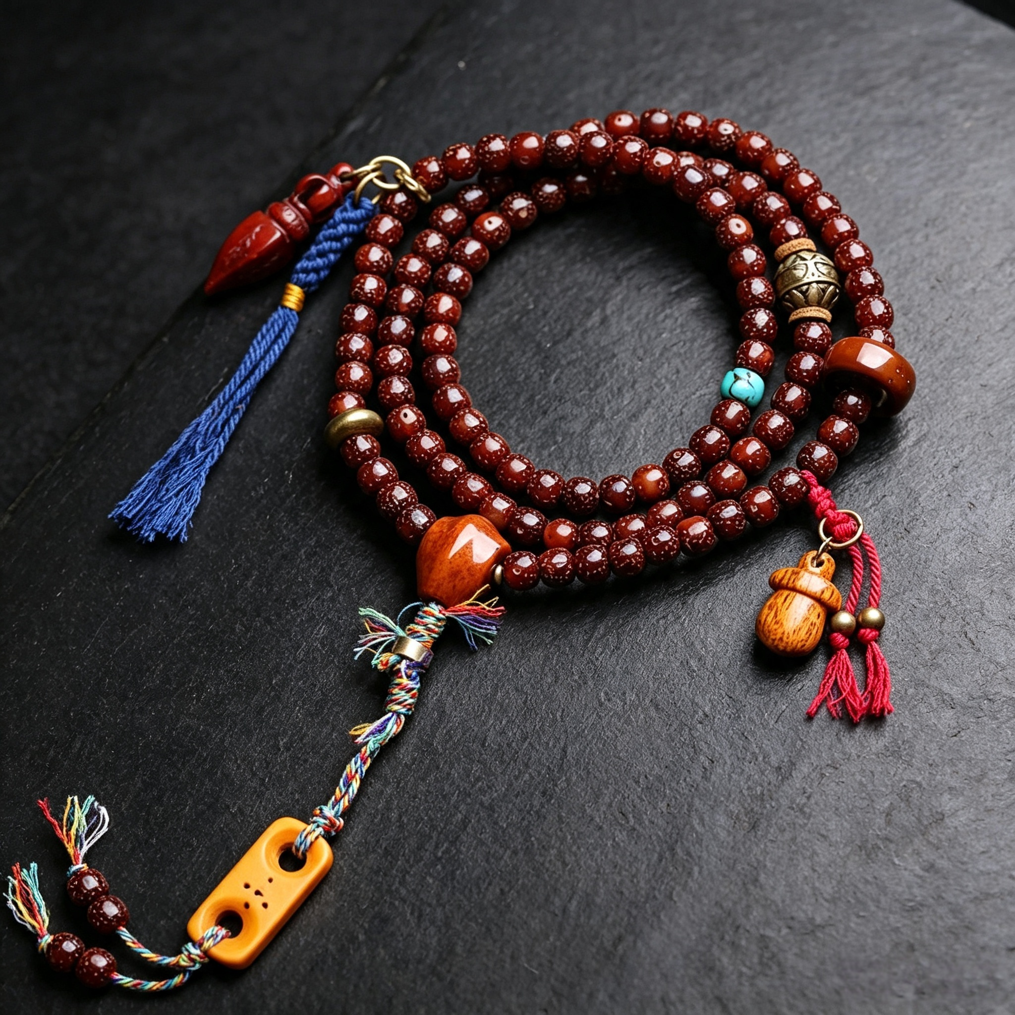 Natural Reddish Brown Plant Seed Multi-Strand Wrap Bracelet Necklace, Himalayan Handcrafted Ornament