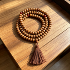Himalayan Natural Star Moon Plant Seed 108-Piece Beaded Long Bracelet Necklace