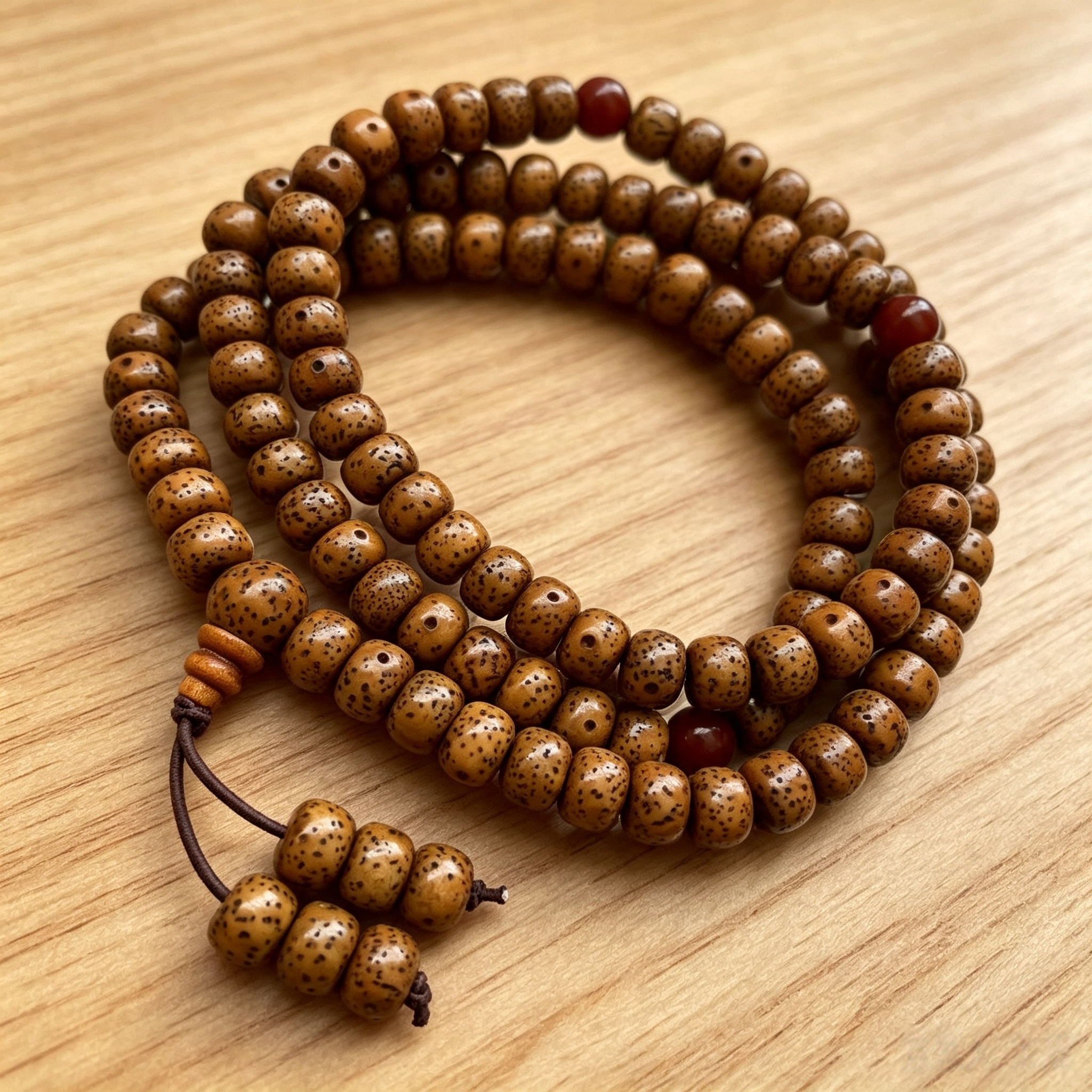 Himalayan Natural Star Moon Plant Seed 108-Piece Beaded Long Bracelet Necklace