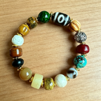 Vintage Himalayan Plateau Mixed Gemstone & Ox Bone Stack Bracelet Ethnic Handcrafted Wellness Wrist