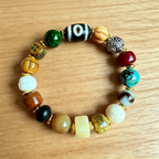 Vintage Himalayan Plateau Mixed Gemstone & Ox Bone Stack Bracelet Ethnic Handcrafted Wellness Wrist