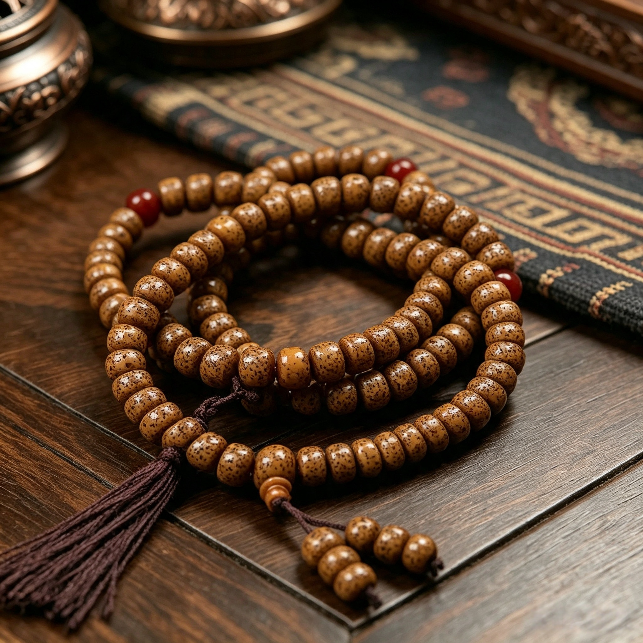 Himalayan Plateau Natural Plant Seed 108-Piece Beaded Long Bracelet Handcrafted Wrist Accessory