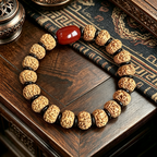Himalayan Plateau Natural Seed Bead Single Loop Bracelet with Agate & Coconut Shell Spacers Handmade Wrist Ornament