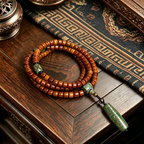 Premium Polished Ox Bone 108-Piece Barrel Bead Multi-Layer Wrap Bracelet with Engraved Natural Agate...
