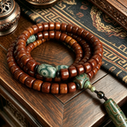 Premium Polished Ox Bone 108-Piece Barrel Bead Multi-Layer Wrap Bracelet with Engraved Natural Agate...