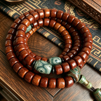 Premium Polished Ox Bone 108-Piece Barrel Bead Multi-Layer Wrap Bracelet with Engraved Natural Agate...