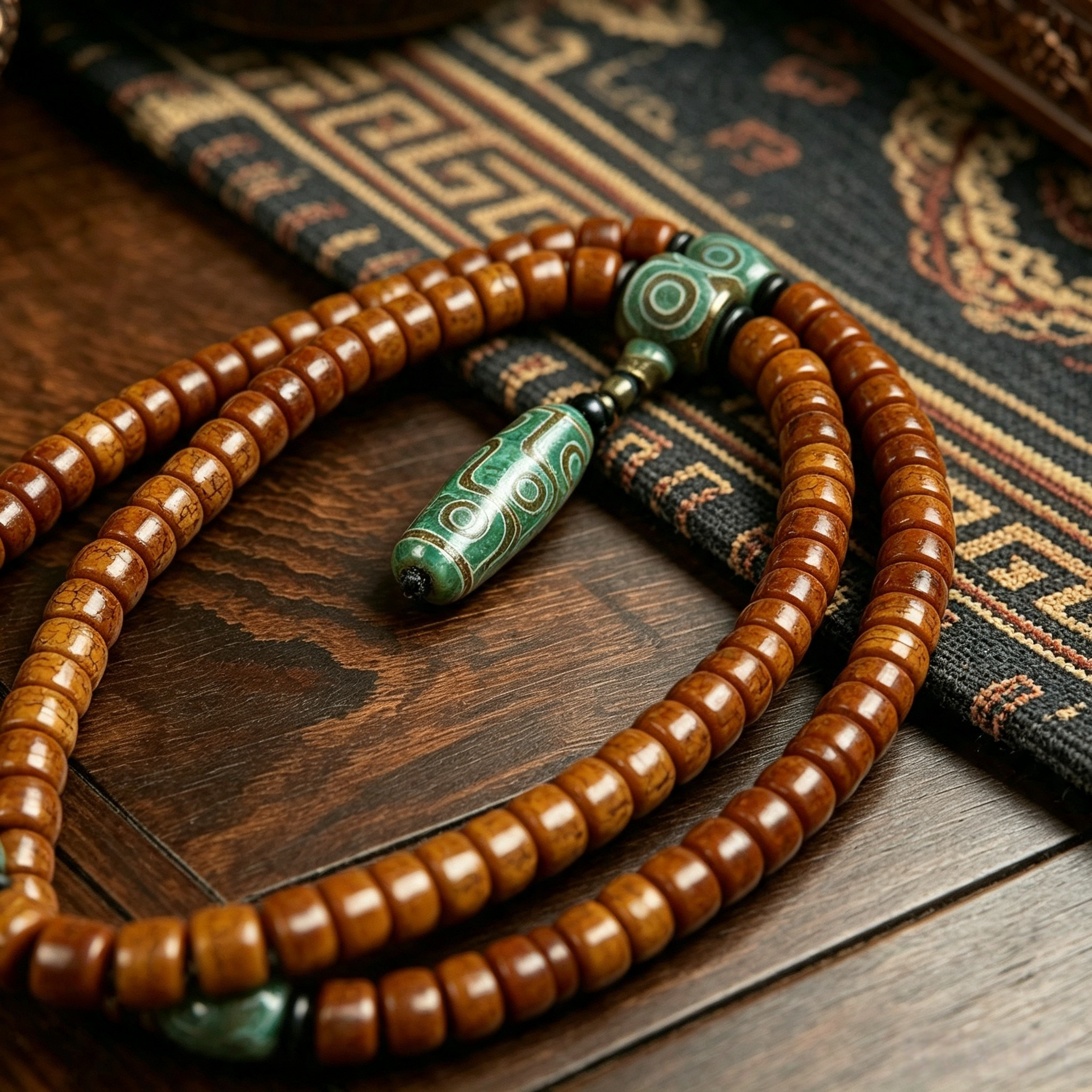 Premium Polished Ox Bone 108-Piece Barrel Bead Multi-Layer Wrap Bracelet with Engraved Natural Agate...