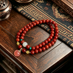 6mm Red Agate Double Wrap Beaded Bracelet, Handcrafted Grounding Vitality Wrist Ornament