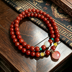 6mm Red Agate Double Wrap Beaded Bracelet, Handcrafted Grounding Vitality Wrist Ornament