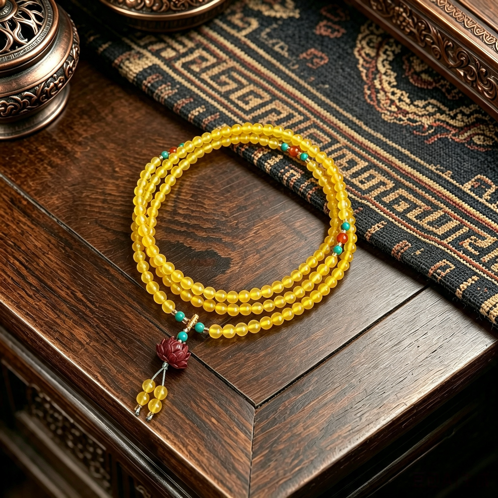 Yellow Agate Hand Strung Multi Wrap Bracelet, Artisan Crafted Stone Ornament