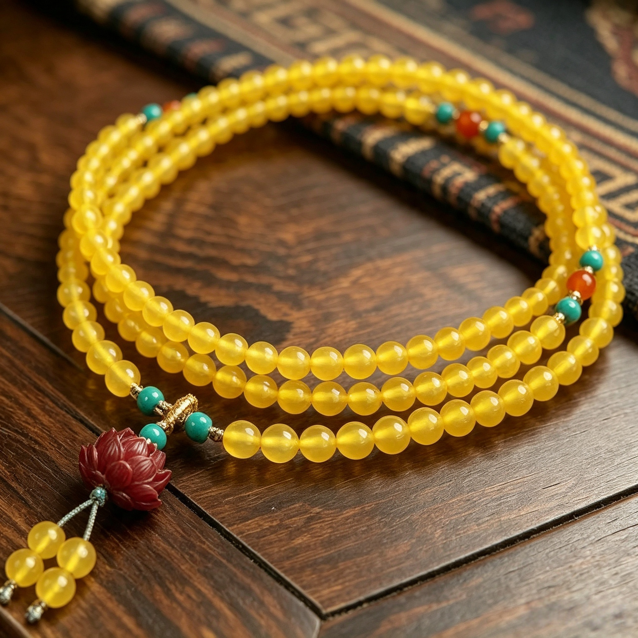 Yellow Agate Hand Strung Multi Wrap Bracelet, Artisan Crafted Stone Ornament