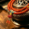 Carnelian Hand Strung Multi Wrap Bracelet, Artisan Crafted Stone Ornament