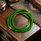 Green Natural Stone Hand Strung Multi Wrap Bracelet, Artisan Crafted Ornament