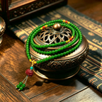 Green Natural Stone Hand Strung Multi Wrap Bracelet, Artisan Crafted Ornament