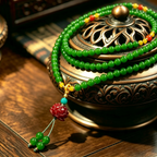 Green Natural Stone Hand Strung Multi Wrap Bracelet, Artisan Crafted Ornament