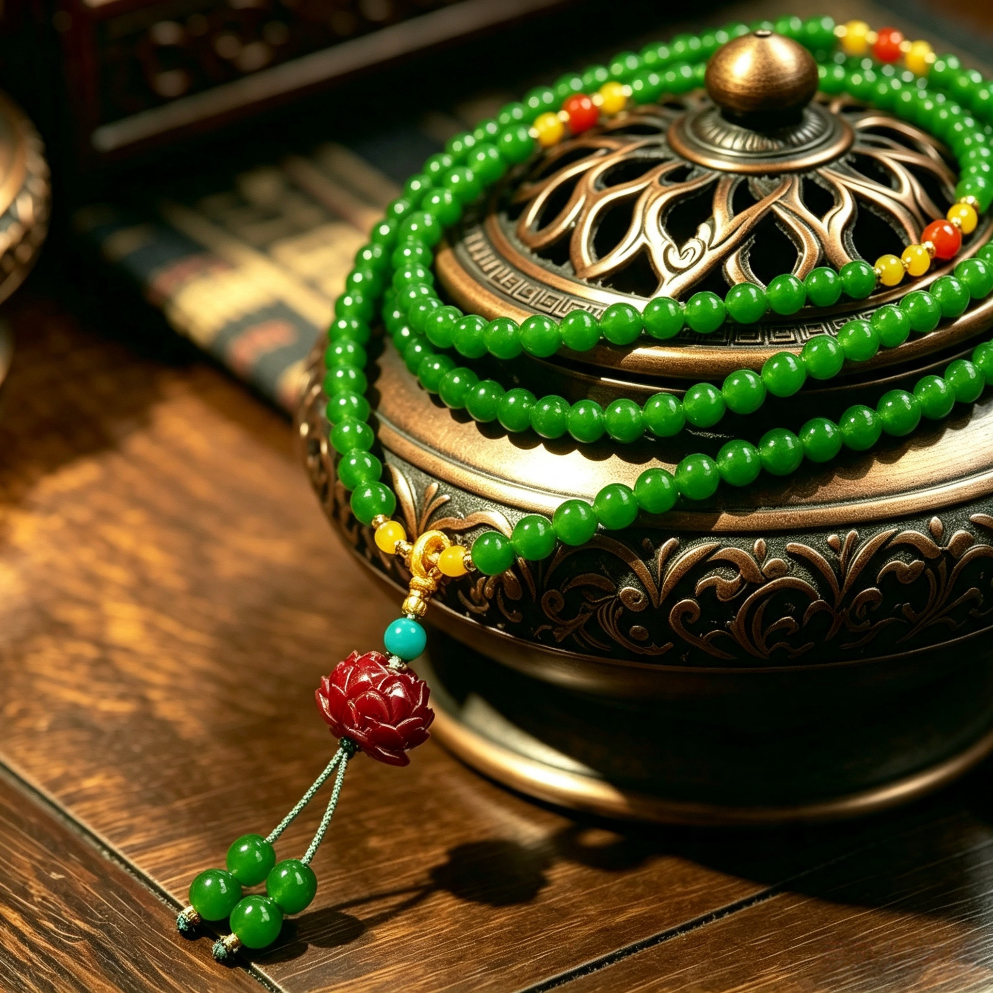 Green Natural Stone Hand Strung Multi Wrap Bracelet, Artisan Crafted Ornament