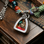 Handwoven Himalayan Style Beaded Bracelet with Vintage Metal Charm