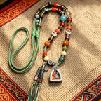 Himalayan Vintage Hand‑Tasseled Pendant Necklace, Multicolor Artisan Beaded Talisman Jewelry