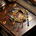 Rare Antique Himalayan Yak Bone 108-Piece Beaded Strand, Calming Tactile Ornament for Quiet Reflection