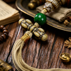 Textured Yak Bone 108-Count Hand Beaded Necklace, Handcrafted Decorative Contemplation Adornment