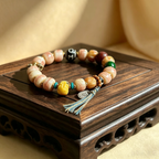Himalayan Camel-Bone Bracelet | Patterned Stone, Symbol Charm & Heritage Motif Collectible Wrist Strand