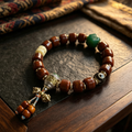 Himalayan Ox-Bone Bead Bracelet, Patterned Stone & Old Agate Heritage Adornment Bracelet for Men Women
