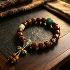 Himalayan Ox-Bone Bead Bracelet, Patterned Stone & Old Agate Heritage Adornment Bracelet for Men Women