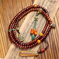 Textured Yak Bone 108-Count Hand Beaded Necklace, Handcrafted Decorative Contemplation Adornment