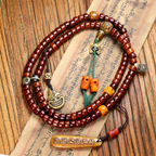 Textured Yak Bone 108-Count Hand Beaded Necklace, Handcrafted Decorative Contemplation Adornment