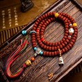 Vintage 108 Natural Seed Hand-Knotted Bead Long Necklace