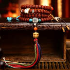 Vintage 108 Natural Seed Hand-Knotted Bead Long Necklace