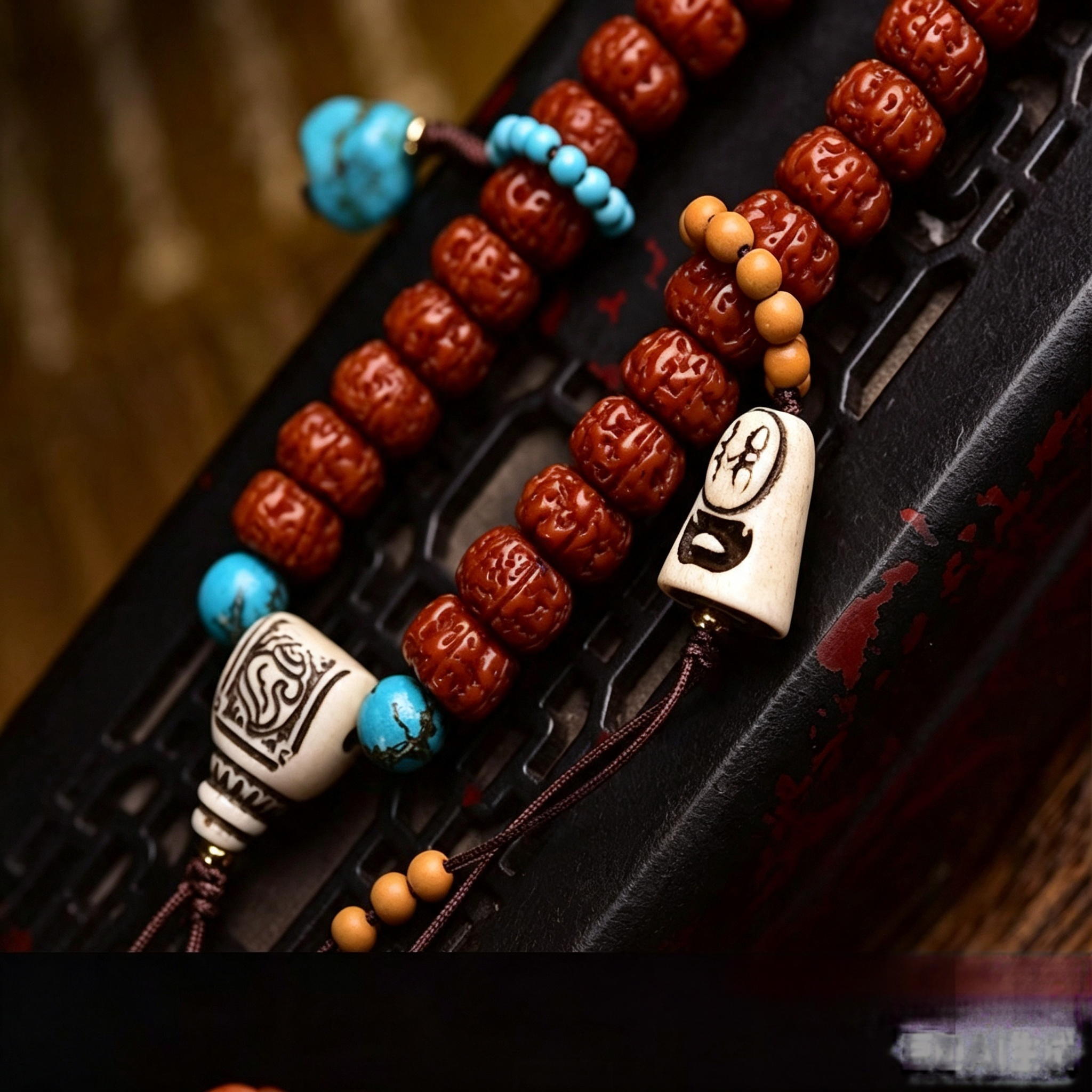Vintage 108 Natural Seed Hand-Knotted Bead Long Necklace