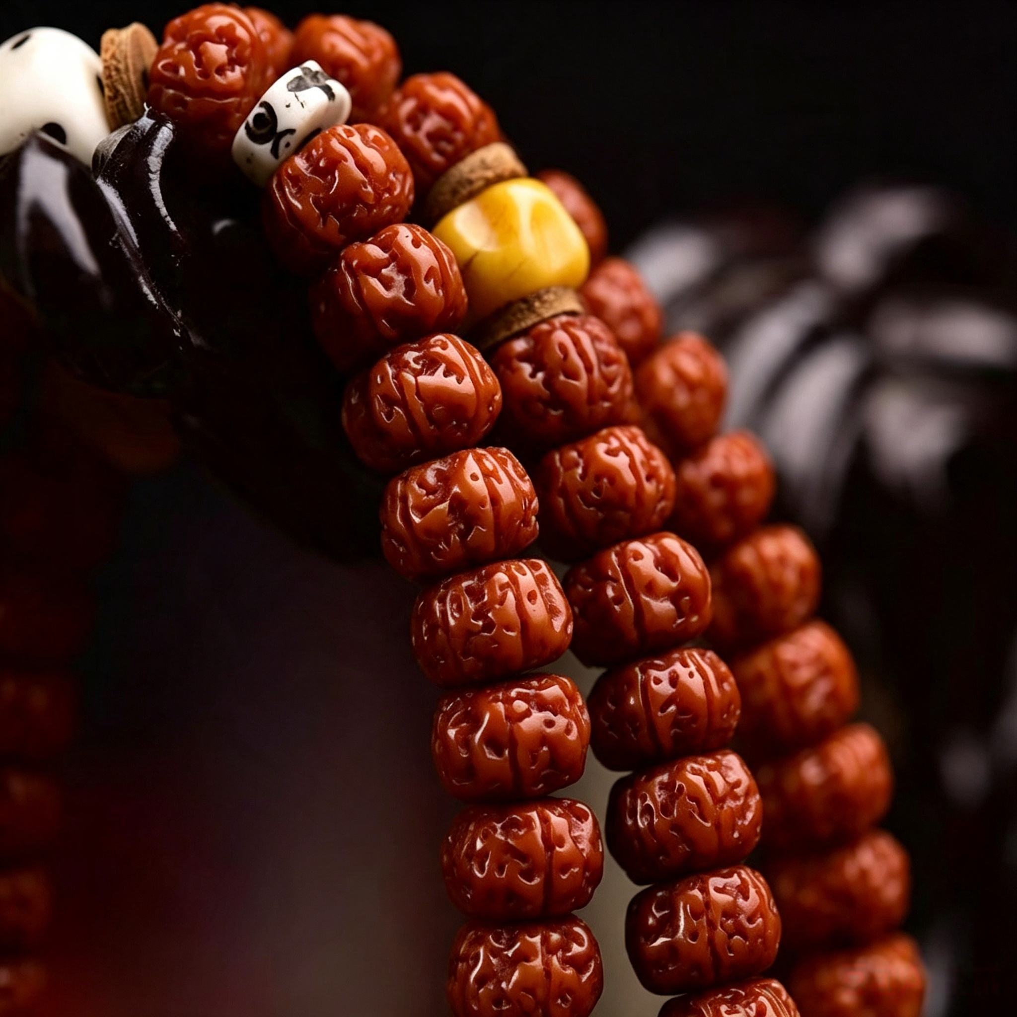 Vintage 108 Natural Seed Hand-Knotted Bead Long Necklace