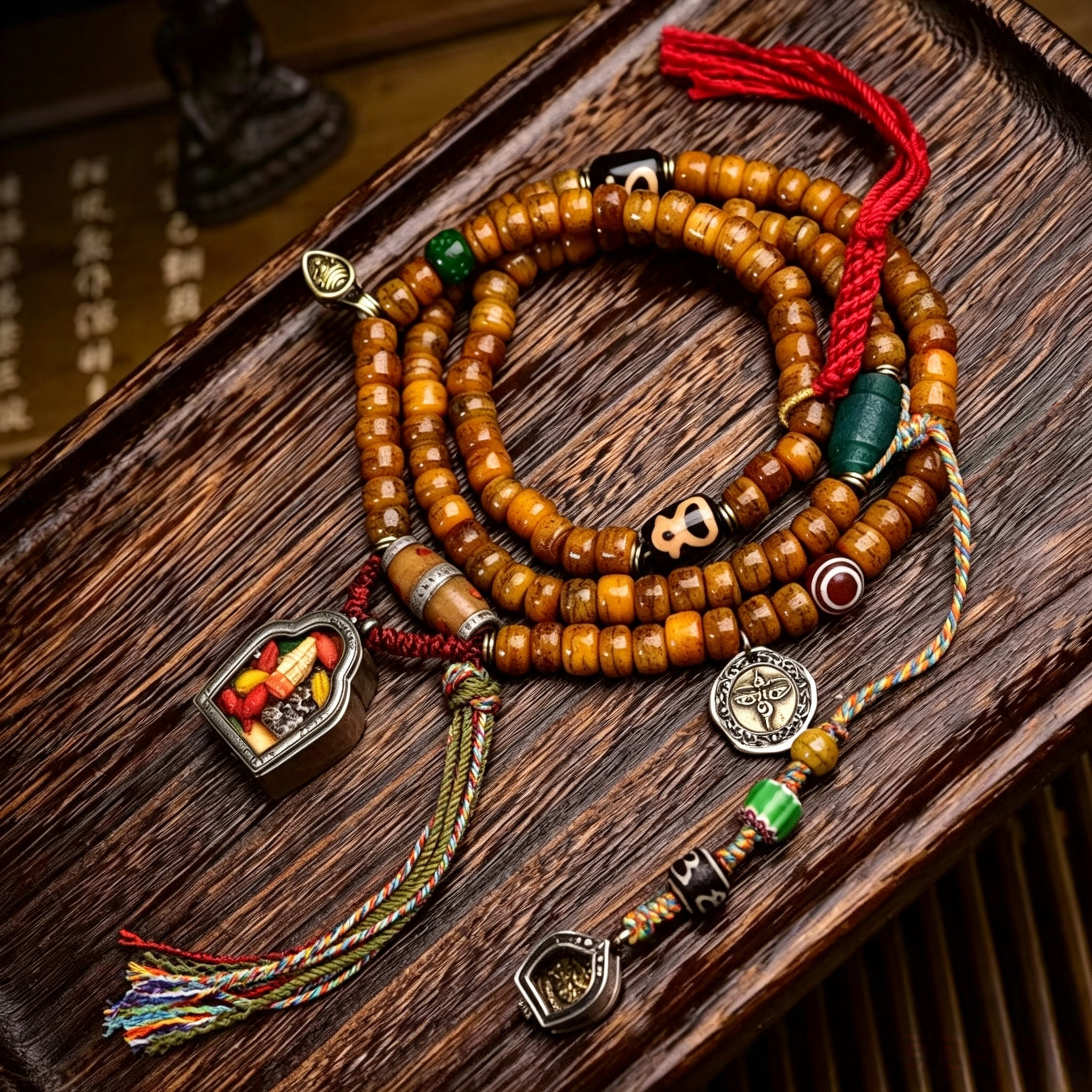 Vintage Himalayan Plateau Camel Bone 108-Piece Beaded Strand for Quiet Reflection & Grounded Awareness