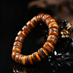 Artisan Hand Polished Natural Bone Barrel Bead Wristband, Himalayan Ethnic Decorative Bracelet for Meditation & Somatic Balance