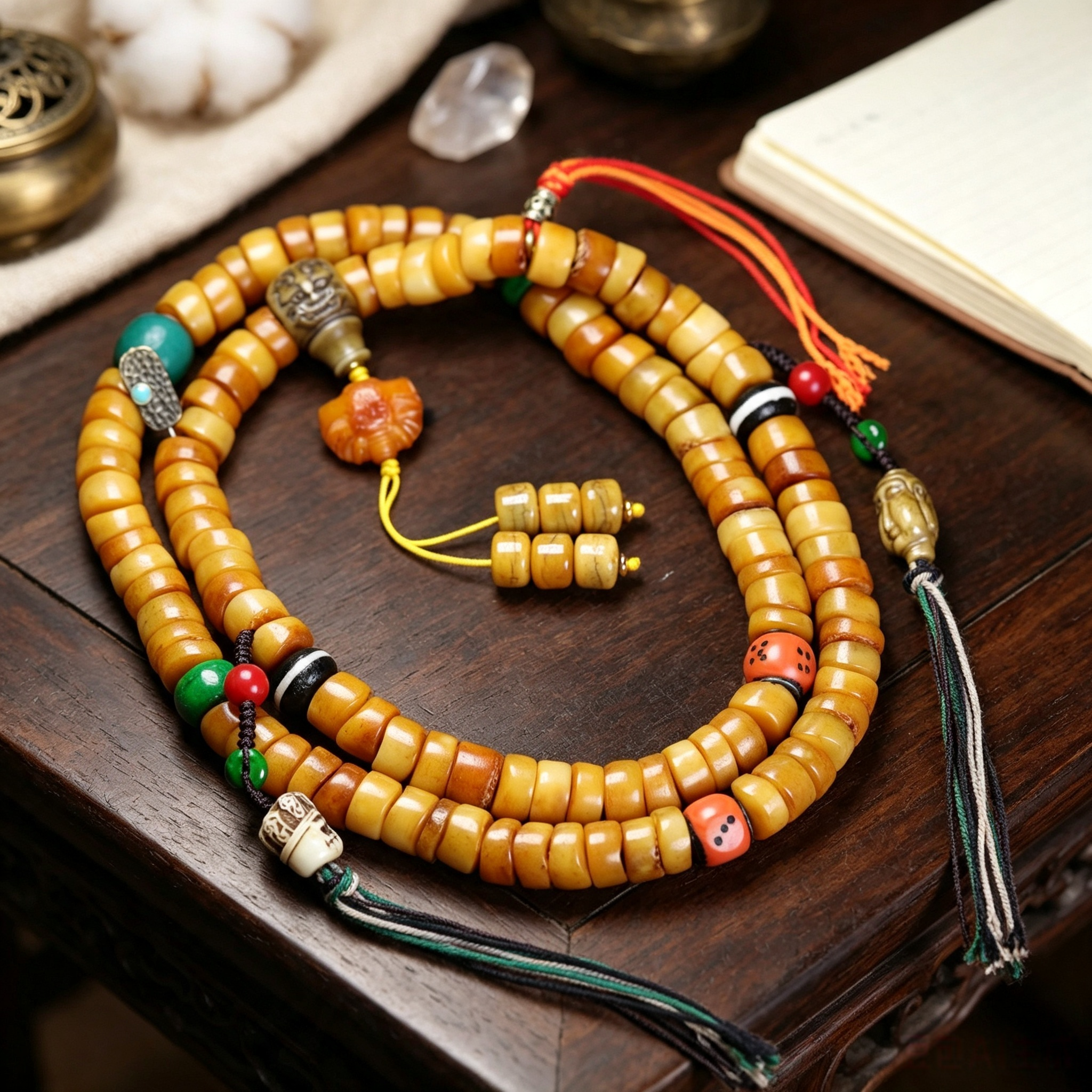 Artisan‑Made Camel Bone Bead Necklace — Himalayan Wearable Craft Collectible