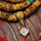 Hand-Carved Yak Bone Hand-Knotted Bead Necklace, Himalayan-Style Craft Strand for Quiet Reflection